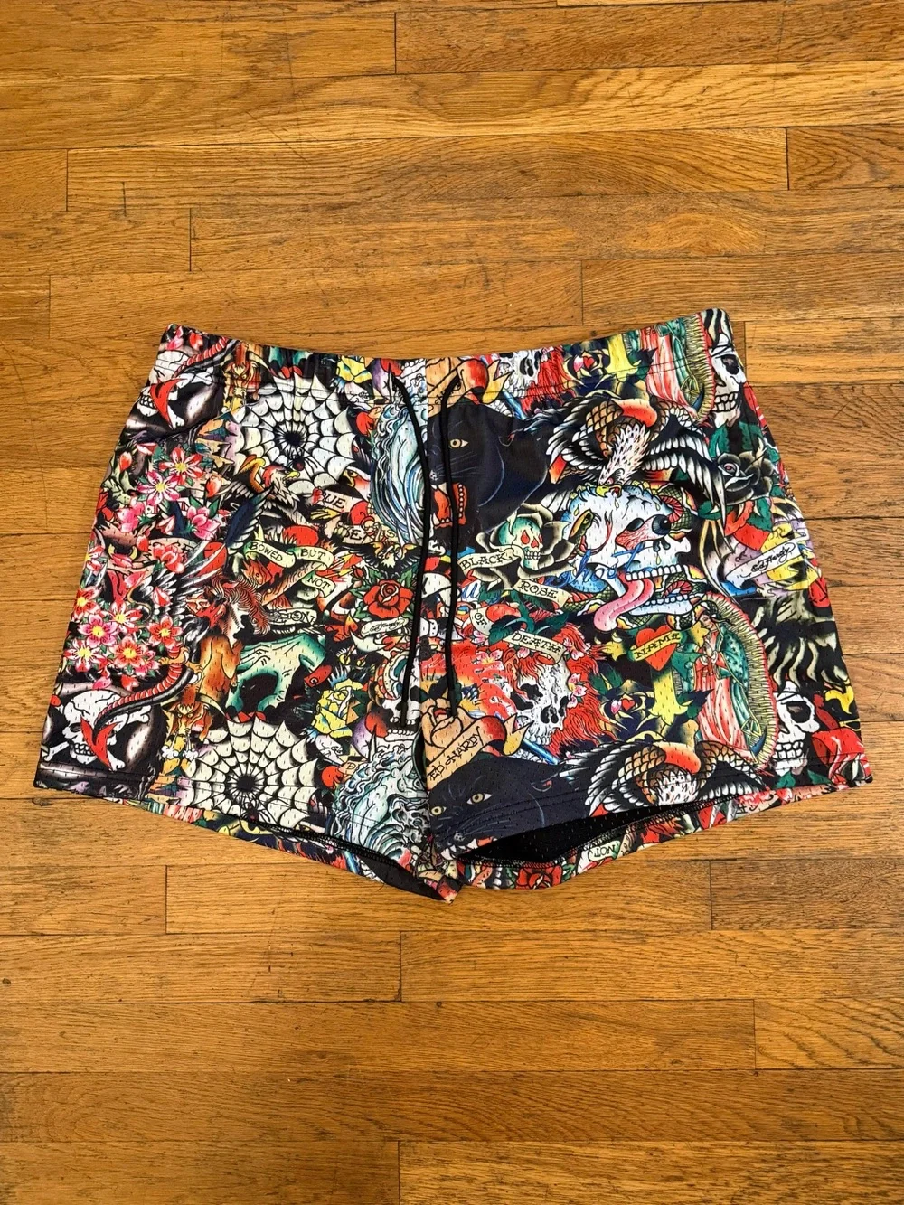Ed Hardy Tattoo Collage Mesh Shorts